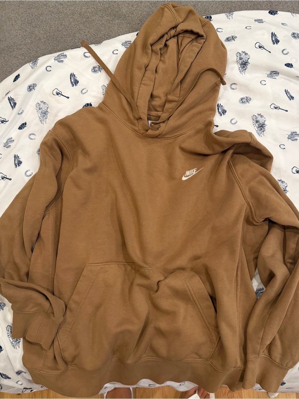 Nike Camel Brown Hoodie with White Swoosh